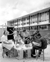 Students hard at work on busts at Southwest Miami High School