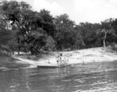 Swimmers enjoy a spring