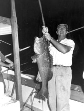 Man proudly displaying his grouper catch - Panama City, Florida