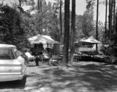 Tents set up along the Suwannee River
