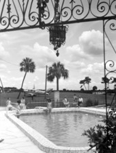 Pool view of the Chalet Suzanne resort - Lake Wales, Florida.