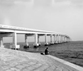 Man fishing near bridge - Saint Augustine, Florida