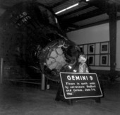 Young visitor views the Gemini 9 capsule - Cape Canaveral, Florida