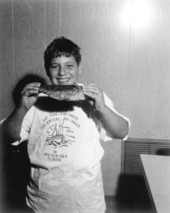 John Jimmy Nichols enjoying fish at the Florida Seafood Festival - Apalachicola, Florida