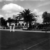 View of tourists at the entrance to Busch Gardens - Tampa, Florida