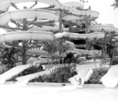 Huge water slide at at Six Flags Atlantis amusement park - Hollywood, Florida
