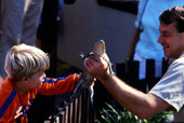 St. Augustine Alligator Farm employee allowing a boy to pet a juvenile gator.