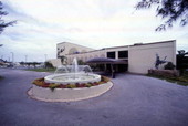 View showing the front of the Burt Reynolds Dinner Theatre in Jupiter, Florida.