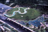 Aerial view looking over a section of the Cypress Gardens theme park in Winter Haven, Florida.
