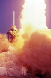 Close-up view of a rocket launch from Cape Canaveral.