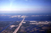 Aerial view looking toward Cape Canaveral, Florida.