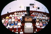 View showing audience in movie theater at the Brevard Community College Astronaut Memorial Hall in Cocoa, Florida.