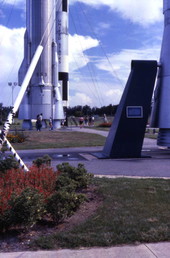 View showing rockets in the garden at the Kennedy Space Center - Merritt Island, Florida.