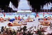 View showing people at the Water Mania theme park in Kissimmee, Florida.