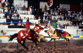 Jousting match at the Medieval Times Dinner and Tournament attraction in Kissimmee, Florida.