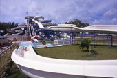 View of the water slide at the Six Flags Atlantis theme park in Hollywood, Florida.