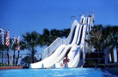 View of a water slide at the Wet 'n Wild theme park in Orlando, Florida.