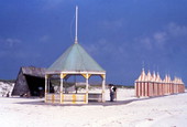 View showing gazebo on the beach at the Jaws II film location in Destin, Florida.