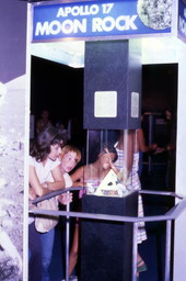 Visitors viewing the Apollo 17 Moon Rock at the Kennedy Space Center on Merritt Island near Titusville, Florida.