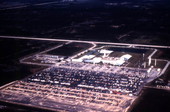 Aerial view overlooking the KSC Visitor Information Center on Merritt Island near Titusville, Florida.