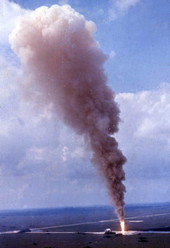 Aerial view showing fire in Florida's space coast.