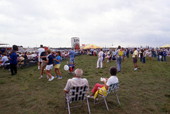 View showing people at the SeaFest seafood festival in Port Canaveral, Florida.