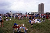 View showing crowd at the SeaFest seafood festival in Port Canaveral, Florida.