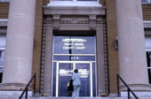 View of the entrance to the old Pinellas County Courthouse at 324 S. Ft. Harrison Ave. in Clearwater, Florida.