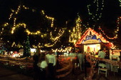 Christmas decorations around "Santa's house" in Coral Gables, Florida.