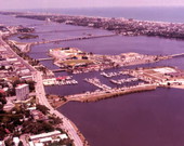 Aerial view showing City Island and surrounding area in Daytona Beach, Florida.