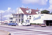 View showing buildings on the north side of Main St. in Daytona Beach, Florida.