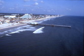 Aerial view showing the pier near Main Street in Daytona Beach, Florida.