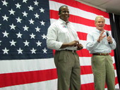 U.S. Senator Bill Nelson speaking on behalf of Congressman Kendrick Meek during a rally in Tampa, Florida.