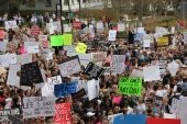 Student demonstrators and gun-control activists at the Never Again Rally in Tallahassee.