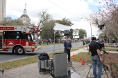 Member of the press covering the Never Again Rally in Tallahassee.