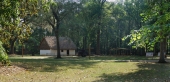 Panoramic view of historic house at Mission San Luis - Tallahassee, Florida.
