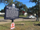 Historical marker for FSU's West Campus at the corner of Eisenhower and Van Fleet streets in Tallahassee, Florida.