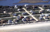 Aerial view showing neighborhood of beach houses - New Smyrna Beach, Florida