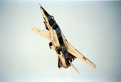 Cuban MiG-23BN aircraft shown as it departs NAS Key West, FL.