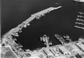 Aerial view of NAS Key West showing impounded boats - Key West, Florida.