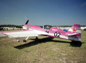 Sukhoi Su-26M Soviet aerobatic aircraft on display at EAA Fly-in - Lakeland, Florida