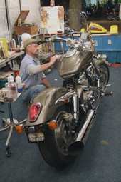 Pin stripe artist at work..