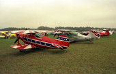 Aerobatic bi-planes parked at the Lakeland airport during the EAA Fly-In.