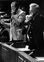 Representative Tom Armstrong and Rep. Joe Titone on the telephone - Tallahassee, Florida.