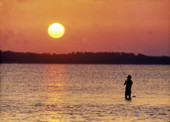 View of a man fishing