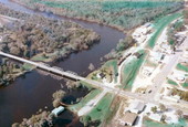 Aerial view showing U.S. Highway 27 crossing the Suwannee River near Branford, Florida.