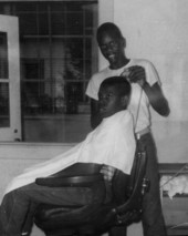 Barbershop for African American boys at the School for Boys in Marianna, Florida.