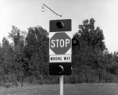 Close up of road signs .