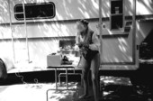 Barbara Simmons getting ready to perform her circus animal act at the Florida Folk Festival- White Springs, Florida