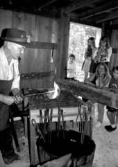 "Skeeter" Prather demonstrating blacksmithing at Rural Folklife Days- White Springs, Florida